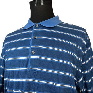 Nicklaus Golf Men's Blue Striped White Black Polo Shirt Large